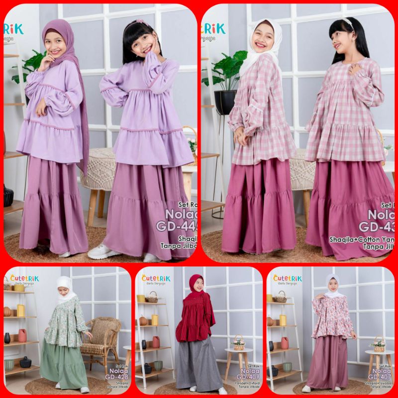 TERBARU SET SETELAN BAJU ANAK PEREMPUAN MUSLIM MURAH MODERN ROK CUTETRIK REMAJA PINK RAYON KATUN JEP