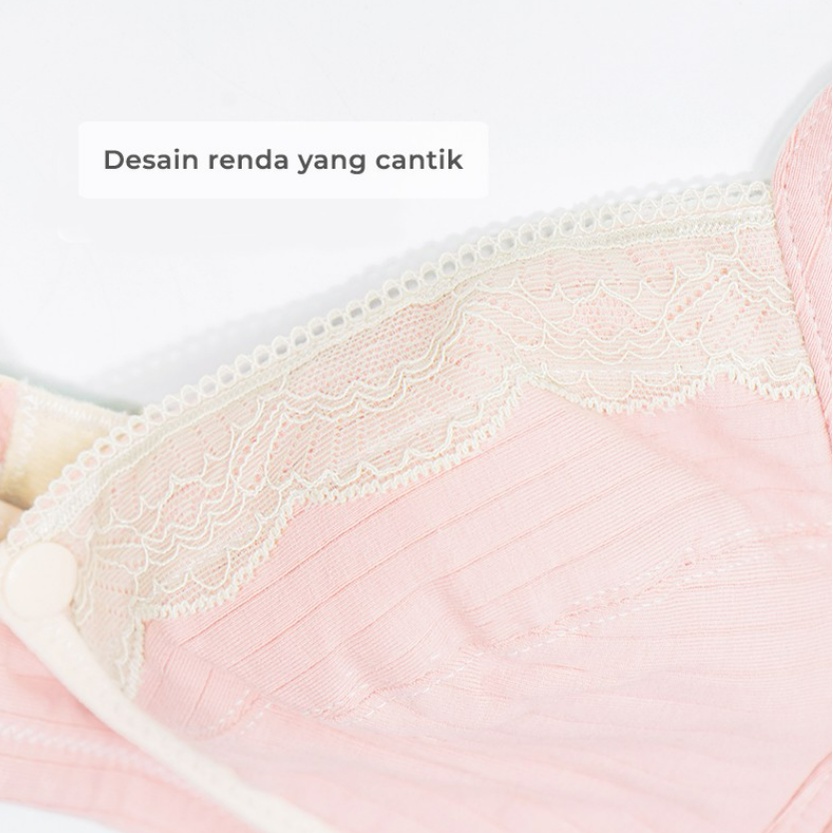 MOOIMOM Bra Hamil &amp; Menyusui Bukaan Depan M - XL Model Basic Lace Front Buckle Nursing Bra CBKS