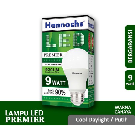 Hannochs PREMIER Lampu LED 9 watt - Bohlam Cahaya Putih