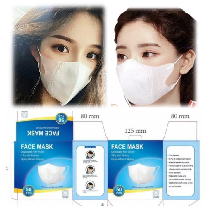 (READY) Masker duckbill N95 Masker Duck bill Medis orginal Earloop Disposable Facemask 50