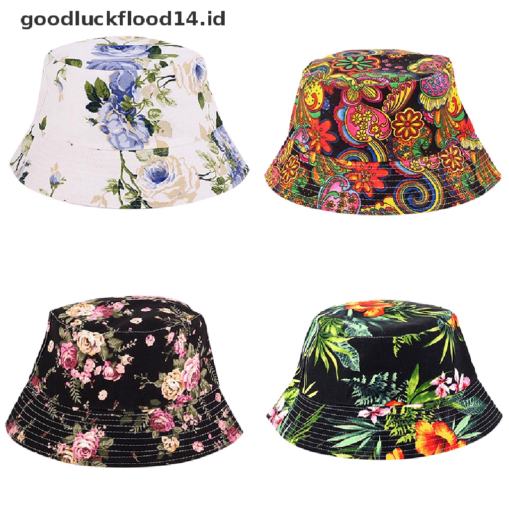 Topi Bucket Matahari Motif Bunga Untuk Pria Dan Wanita