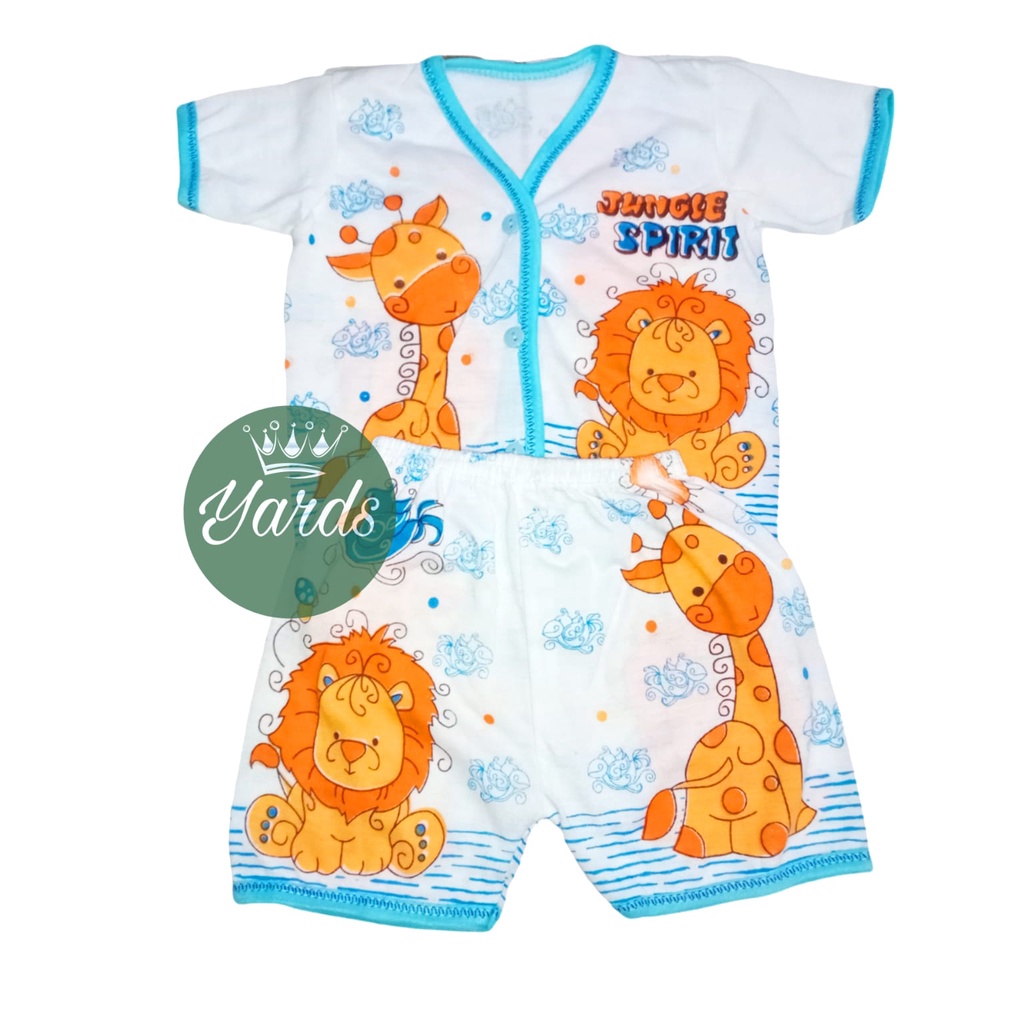 3 Stel Baju Bayi Pendek KEYKO SNI - 3 Pcs Baju Lengan Pendek Dan 3 Pcs Celana Pendek Motif