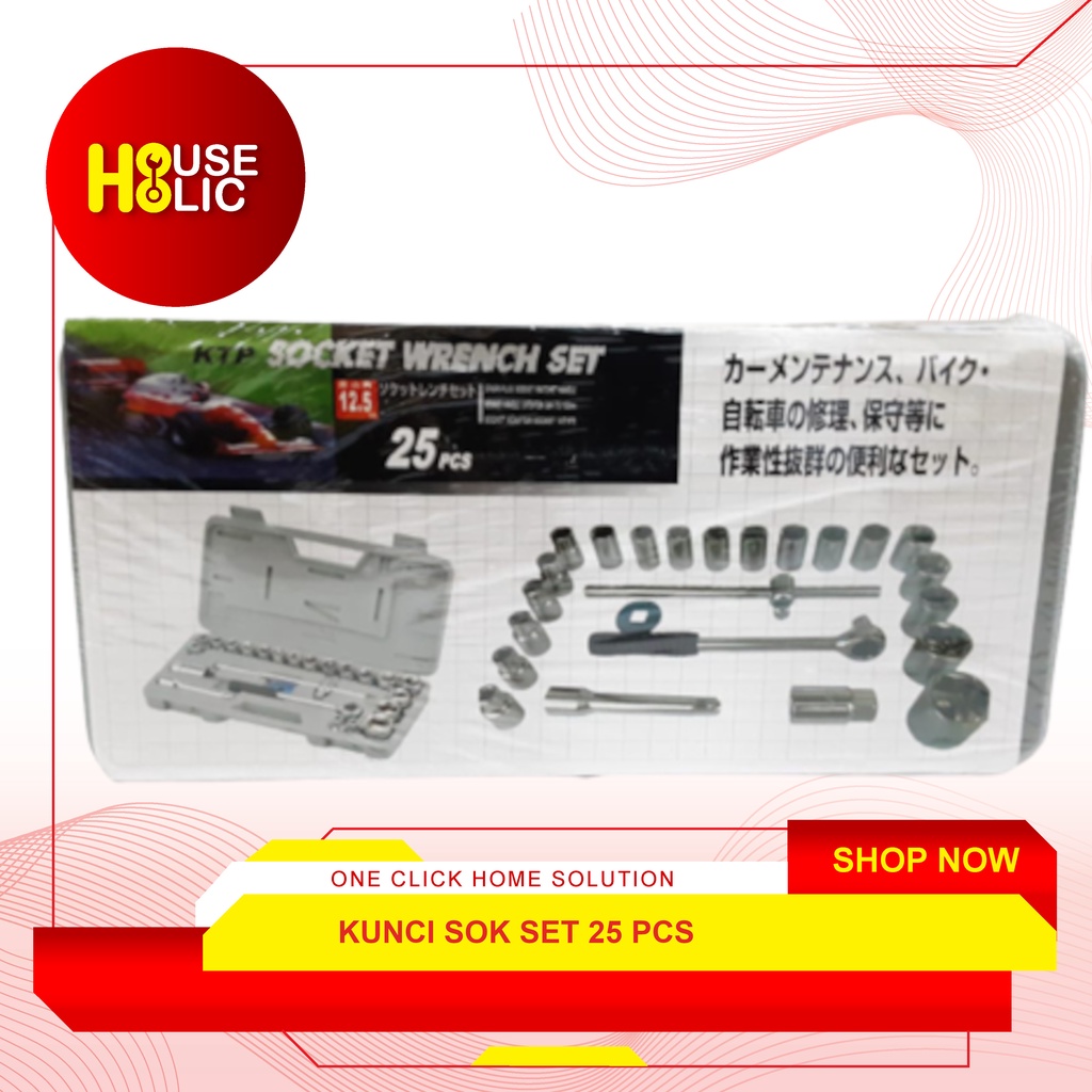 Kunci Sok Set 25 Pcs / Socket Wrench / Kunci Sock Shock Set