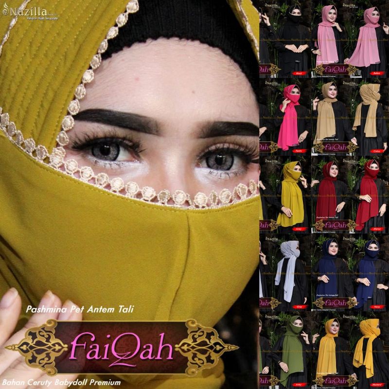 Jilbab Pashmina Tali Instan Faiqah Ori Nazilla Free Masker