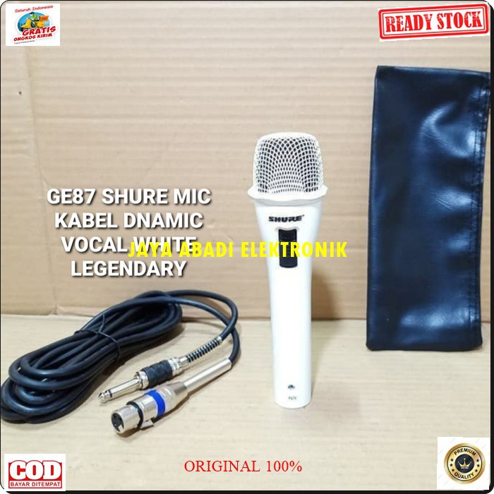 G87 SHURE legendary Mic kabel Microphone cable mik karaoke vocal vokal audio sound system pengeras suara pro profesional mikrophone dynamic legendaris white putih musik G87  BISA SEGALA JENIS AUDIO SYSTEM  TERBUAT DARI BESI METAL  Langsung nyala tanpa bat