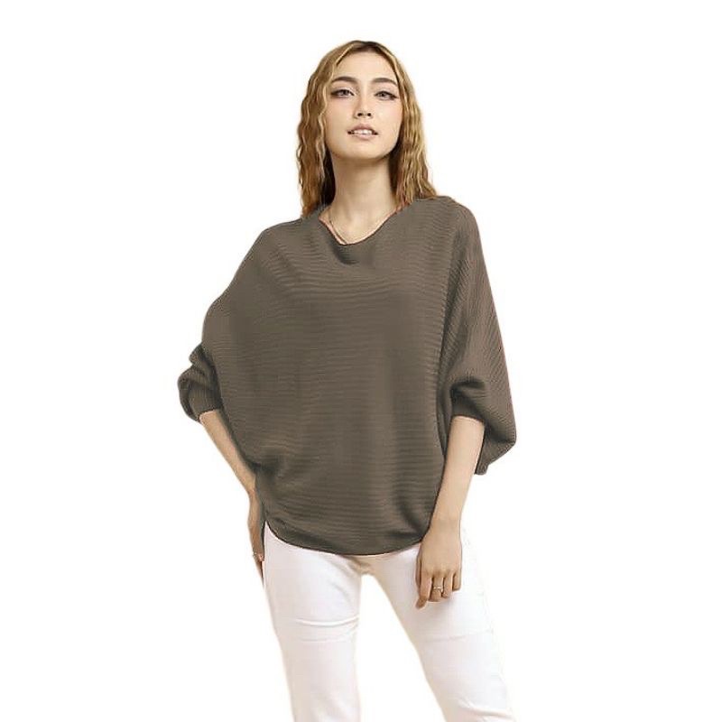 Atasan Rajut Jumbo Wanita Outerwear Blouse Batwing Oversize Lasperal Knit Prily Batwing Kalong Atasan premium