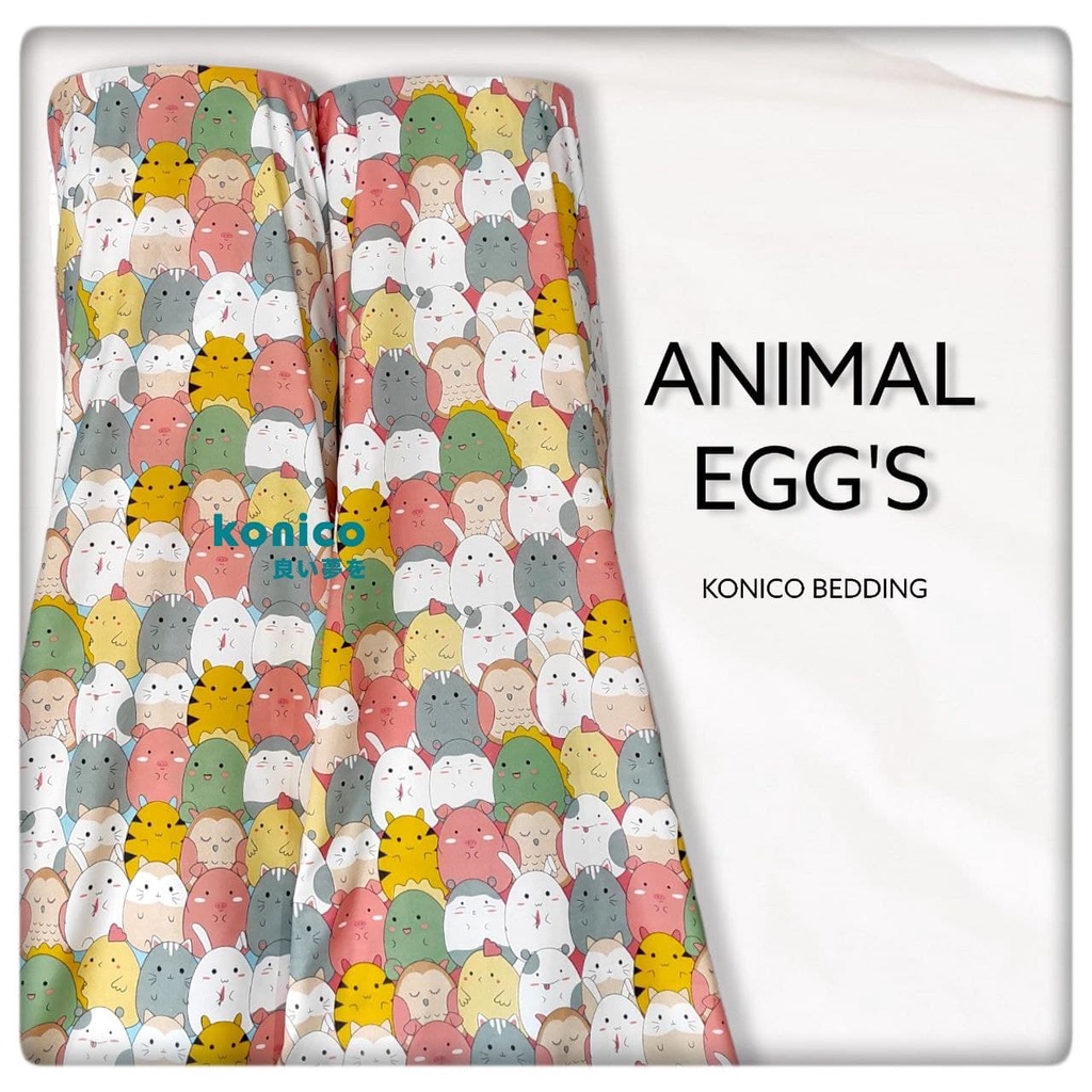 KONICO Bahan Kain Sprei Bahan MIKROTEX Motif ANIMAL EGG'S anak Meteran (kain meteran)