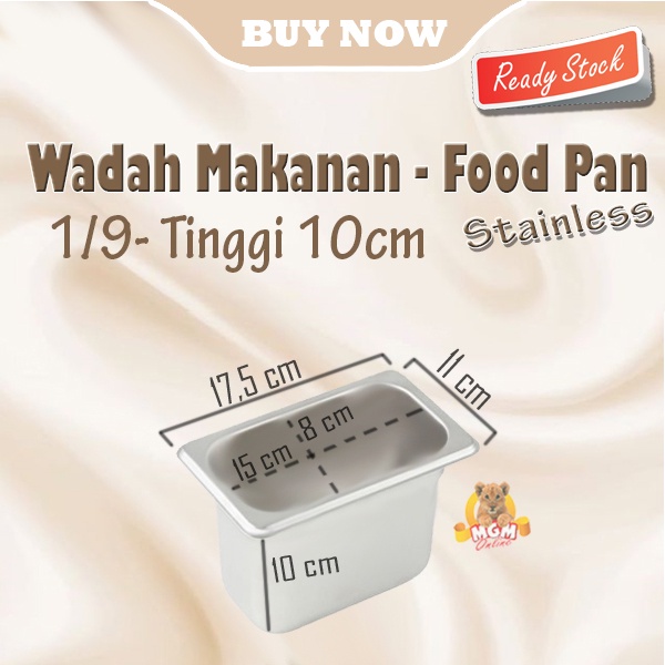 Food pan prasmanan Stainless ukuran 1/9 tinggi 10CM / Wadah Stainless