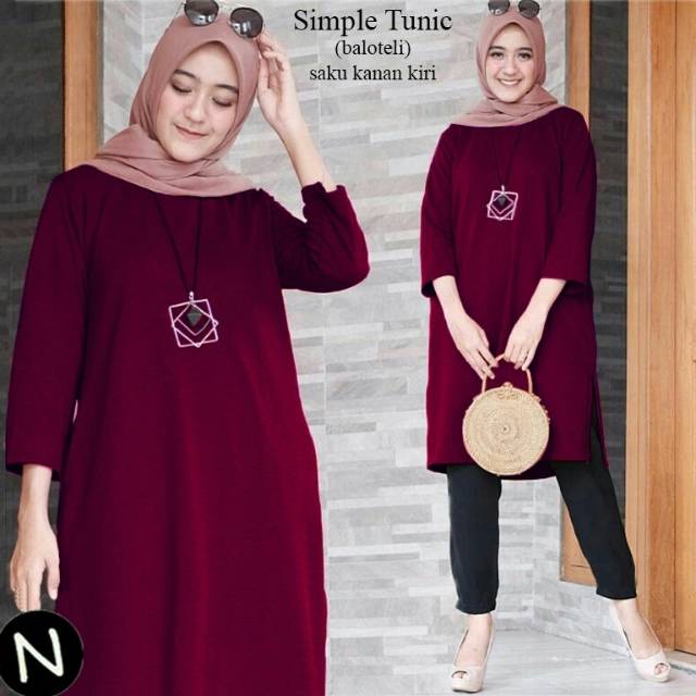 simple tunic L &amp; XL, tunik, tunik murah, tunik muslim, tunik polos, tunik lebaran, tunik simple,ootd