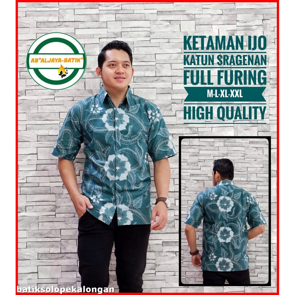 Ketaman Ijo ALJAYA KEMEJA BAJU BATIK PRIA LENGAN PANJANG FULL FURING KATUN HALUS PREMIUM YUDHISTIRA 