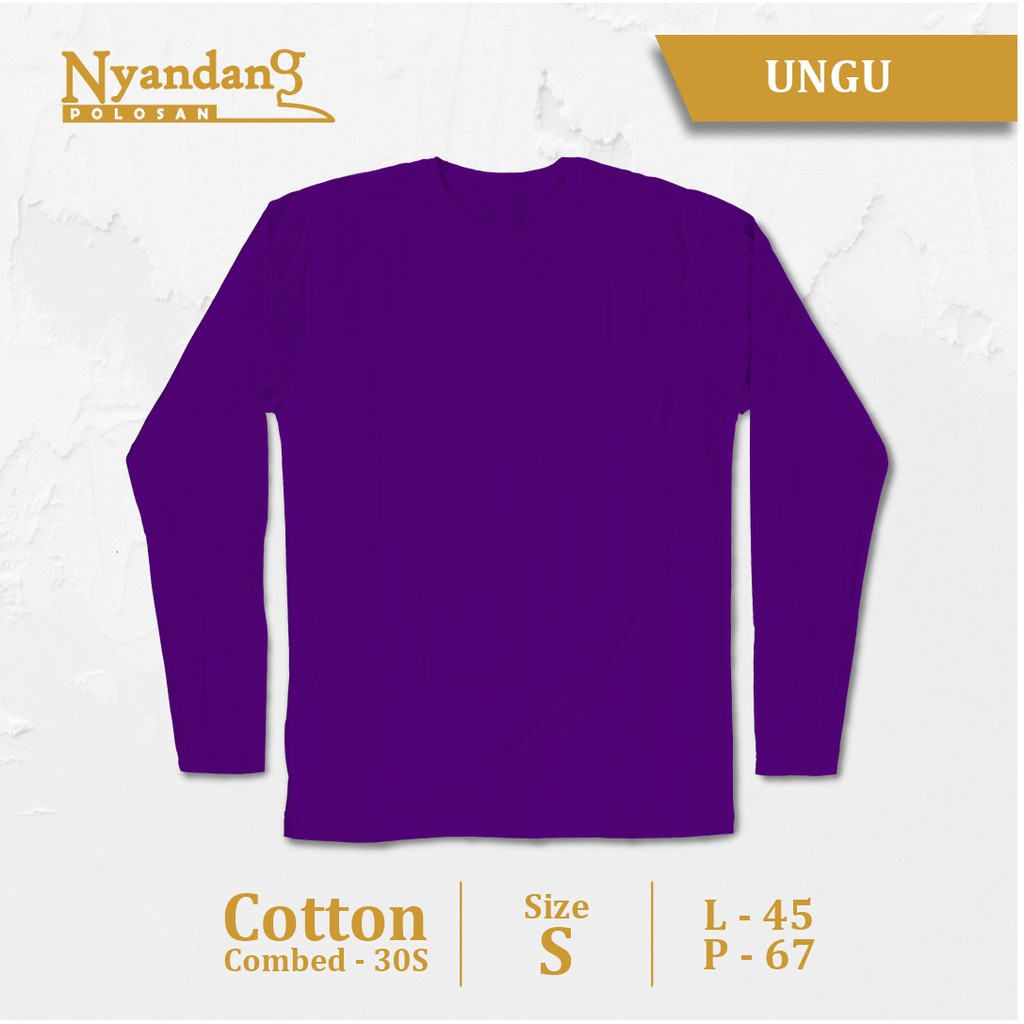 Kaos Polos Lengan Panjang Cotton Combed 30s Premium / Ungu / Ungu Tua