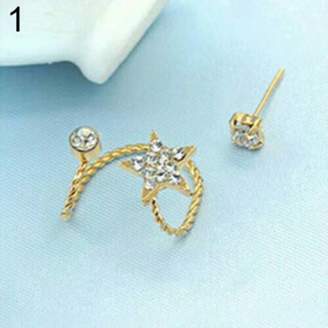 Anting stud jepit fashion wanita cuff melengkung AI307