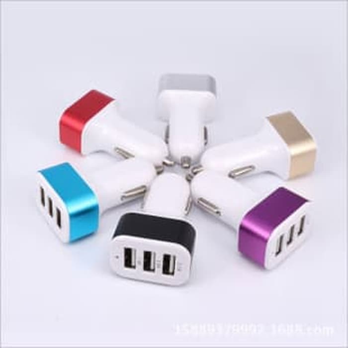 USB 3 IN 1 CHARGER MOBIL Portable Casan Handphone Android Phone Aksesoris Interior Mobil Murah