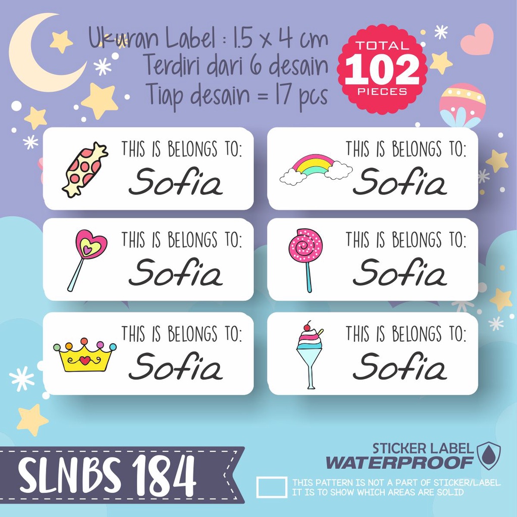 

stiker label nama anak kartun sticker anti air bunga tanaman SLNBS 184