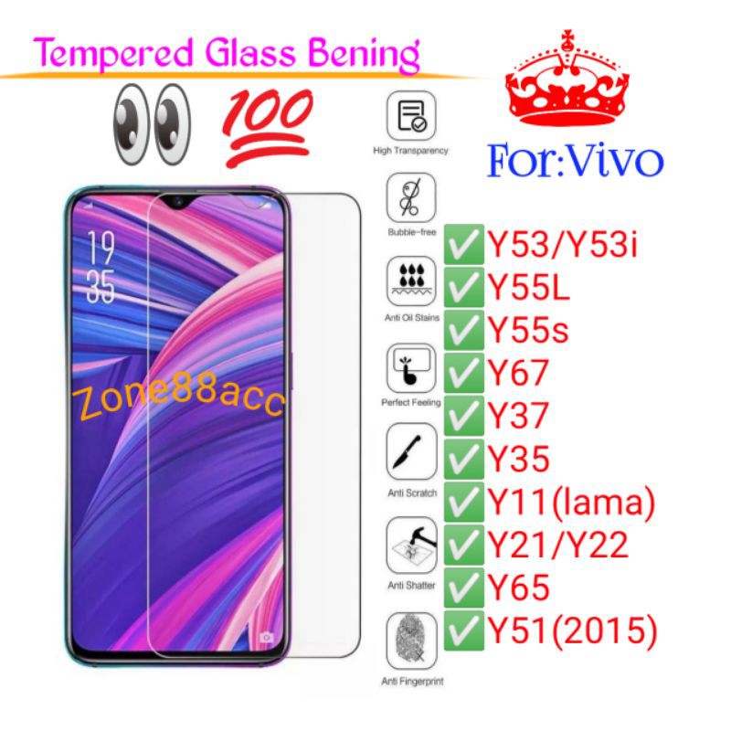 Vivo Y53 Y53i Y55L Y55s Y67 Y37 Y35 Y11 Y21 Y22 Y65 Y51 Antigores Bening Screen Guard protector TG