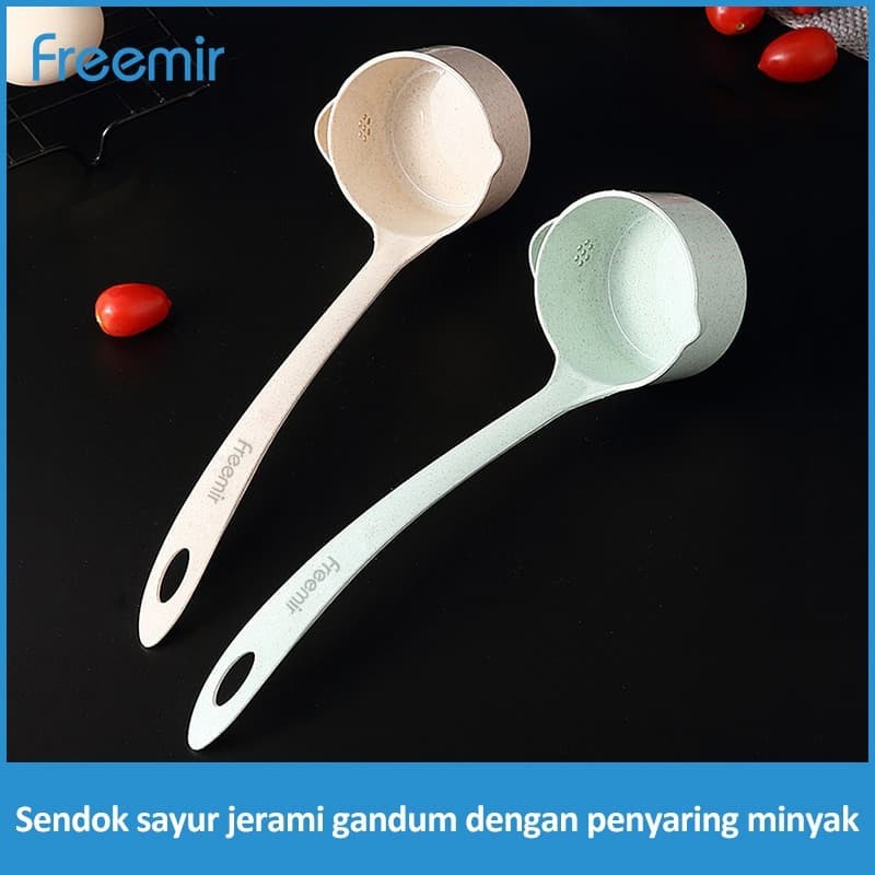 freemir Sendok Sayur Spatula Irus Pengaduk Kuah Sup Bahan Wheat Straw - Putih