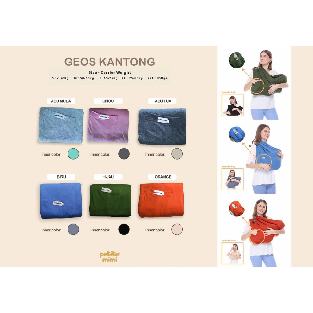 Petite Mimi Gendongan Kaos Bayi  dengan Kantong Geos Simple Sling CBKS