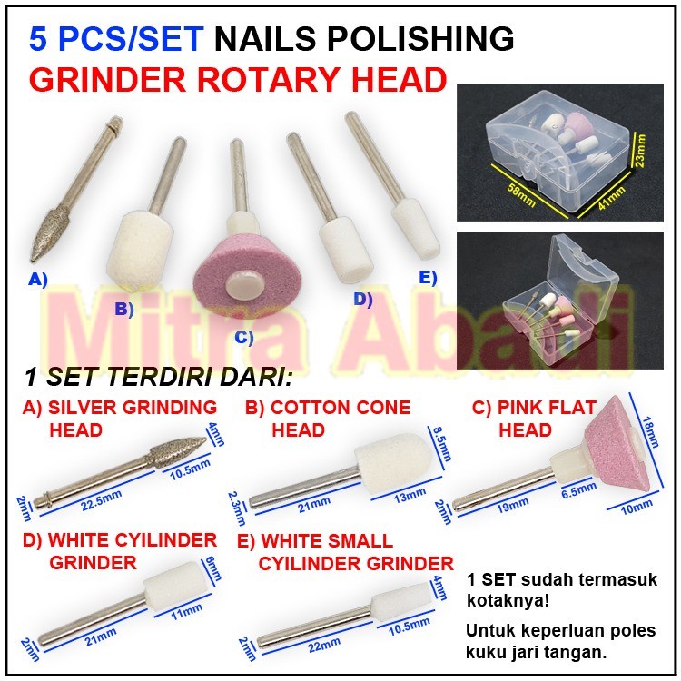 Batu Poles Manicure / Nails Polishing Grinder Rotary ( 1 SET = 5 PCS )