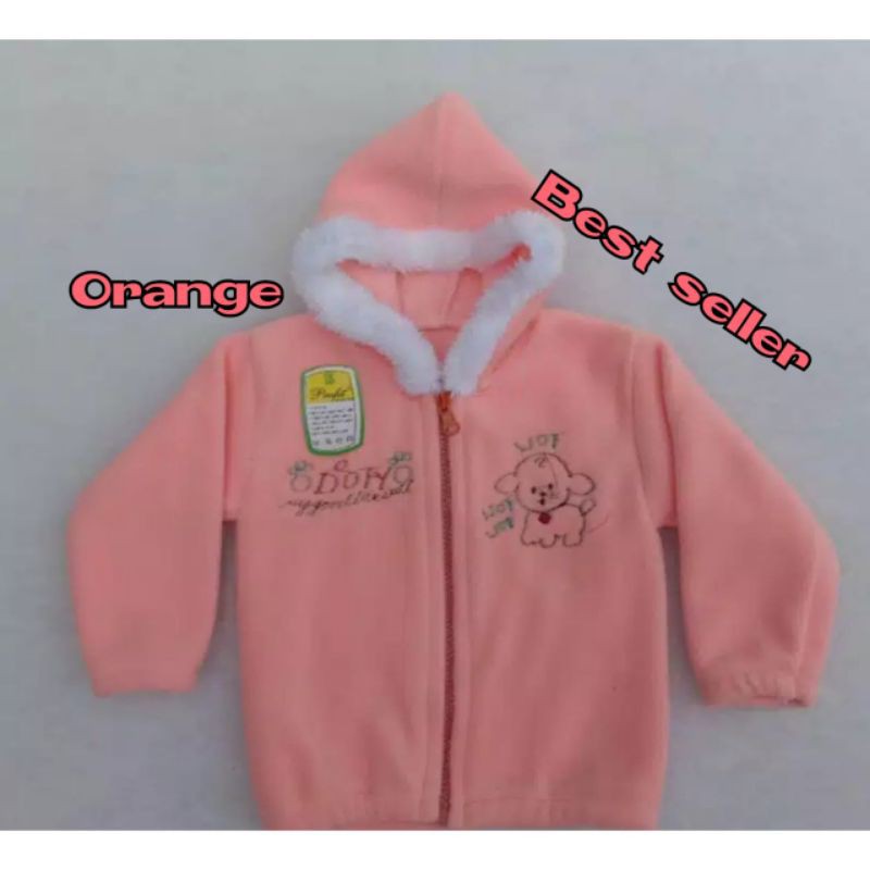 Jaket bayi lembut tebal bulu-Halus orange