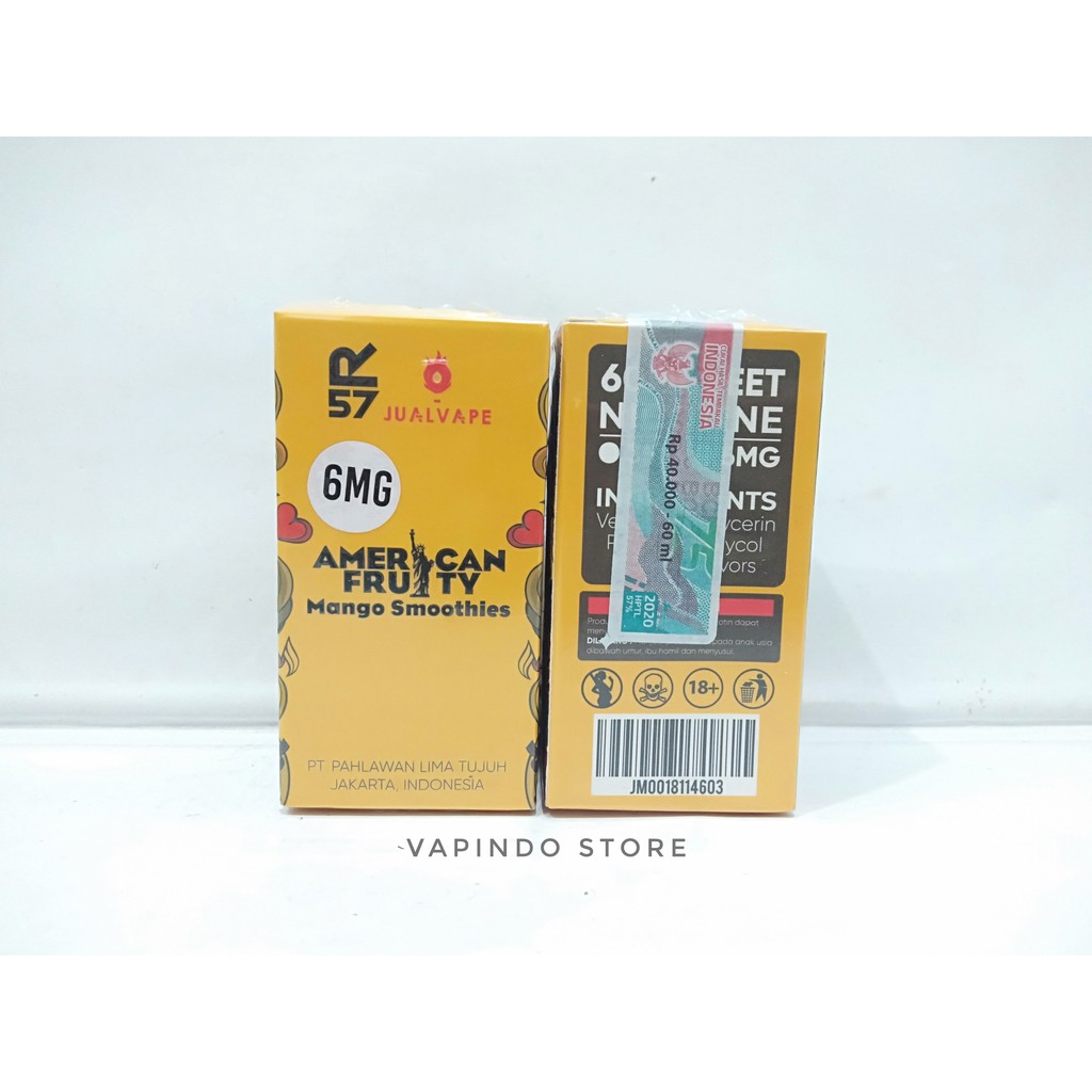 NIC 6MG AMERICAN FRUITY MANGO SMOOTHIES 60ML BY R57 JUALVAPE E LIQUID