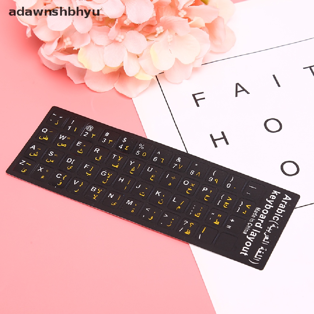 [adawnshbhyu] Stiker Keyboard Arab Huruf Anti Air Frosted Ada Refleksi Tidak Transparan