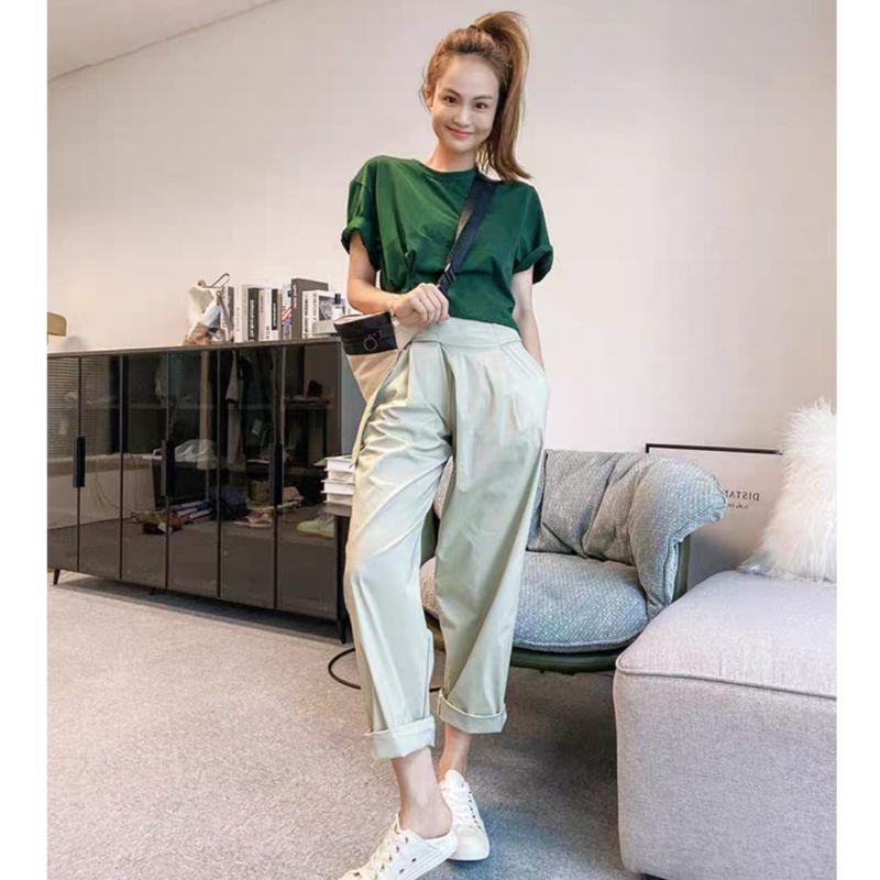 MDLV ~ 9950# Amazonia High Waisted Wide Leg Pants Celana Panjang Cewek Celana kulot Fashion Import