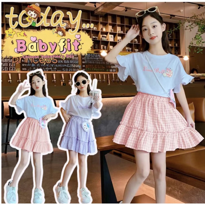 babyfit FARRYS baju setelan blus dengan rok katun anak perempuan free tas slempang import sr-810