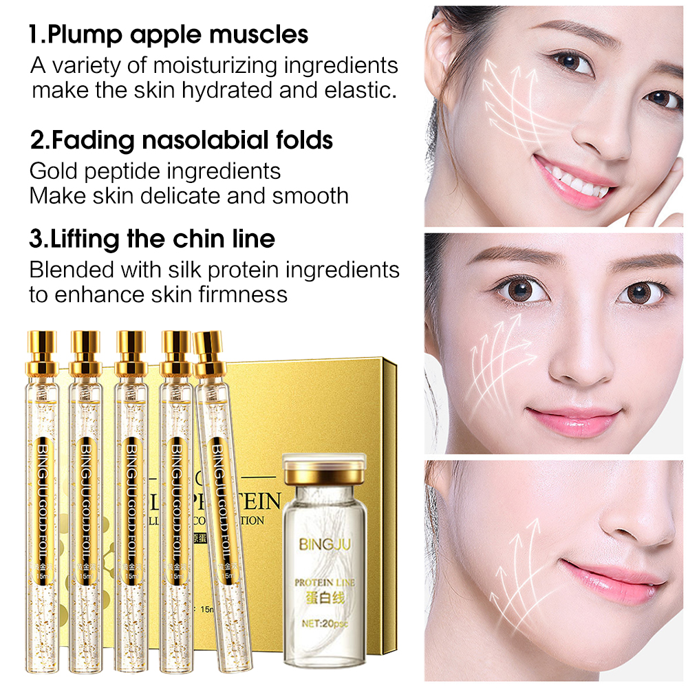 Face Filler Absorbable Golden Protein Lines Face Lift Plump Silk Fibroin Line Carving Anti Aging Essence