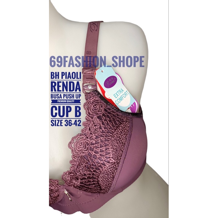 (COD) 3PCS BH PIAOLI BRUKAT MEWAH CUP B NON KAWAT KAIT 3 / RENDA PREMIUM  PUSH UP BRA  PIAOLI ORI IMPORT CUP B BEST SELLER KAIT 3