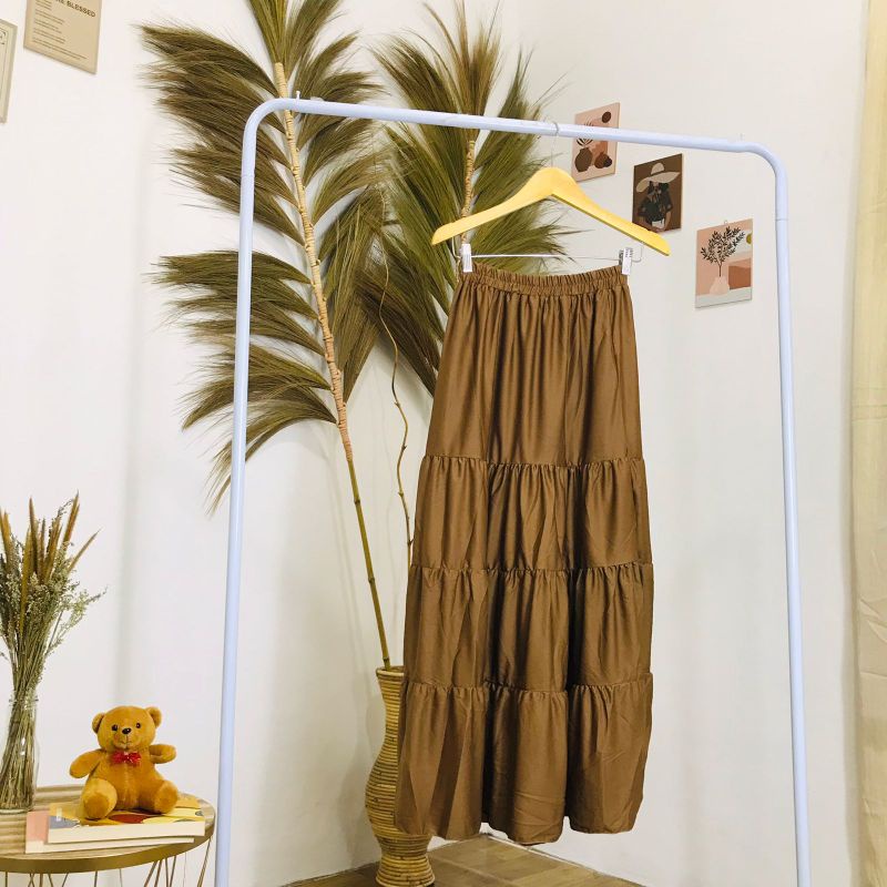 ROK SUSUN MAXI SKIRT // ROK PREMIUM // ROK WANITA TERBARU-Mocca