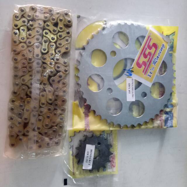 Gear Set Sss Dan Tk Racing 428 Rantai Gold Motor Cb 150 Cbr 150 Mega Pro Tiger Dll