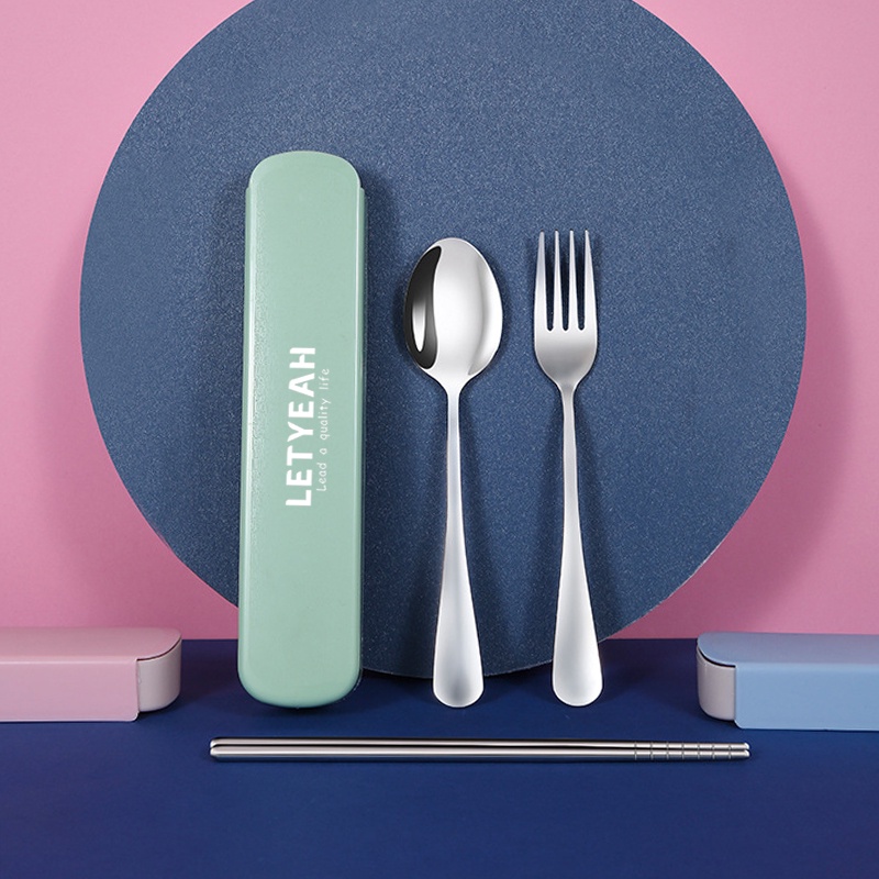 anantagt 3 in 1 Set Alat Makan stainless steel garpu sumpit sendok set 410/Set Peralatan Makan Perjalanan Portabel/yang dapat dilepas