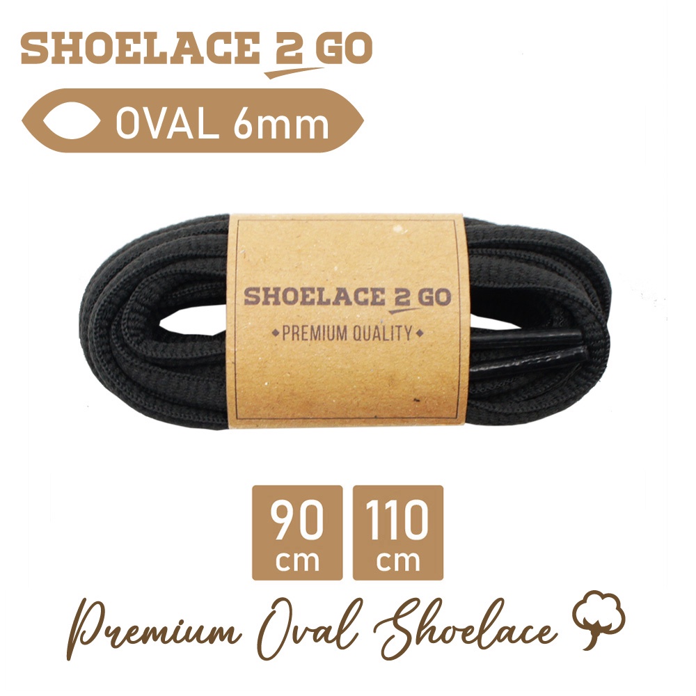 SHOELACE 2 GO PREMIUM TALI SEPATU LONJONG OVAL E1 - DARK GREY - 90CM 110CM