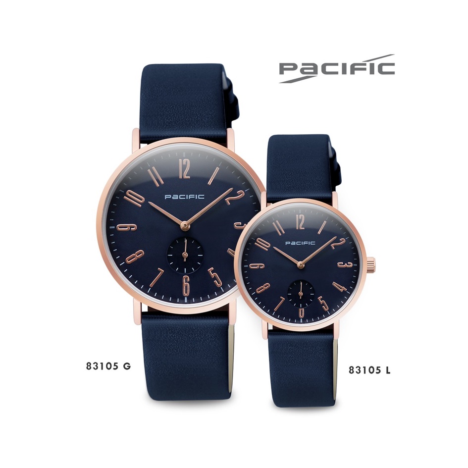 Jam Tangan Couple Pacific 83105 Chrono AKtif Strap Kulit Leather Original
