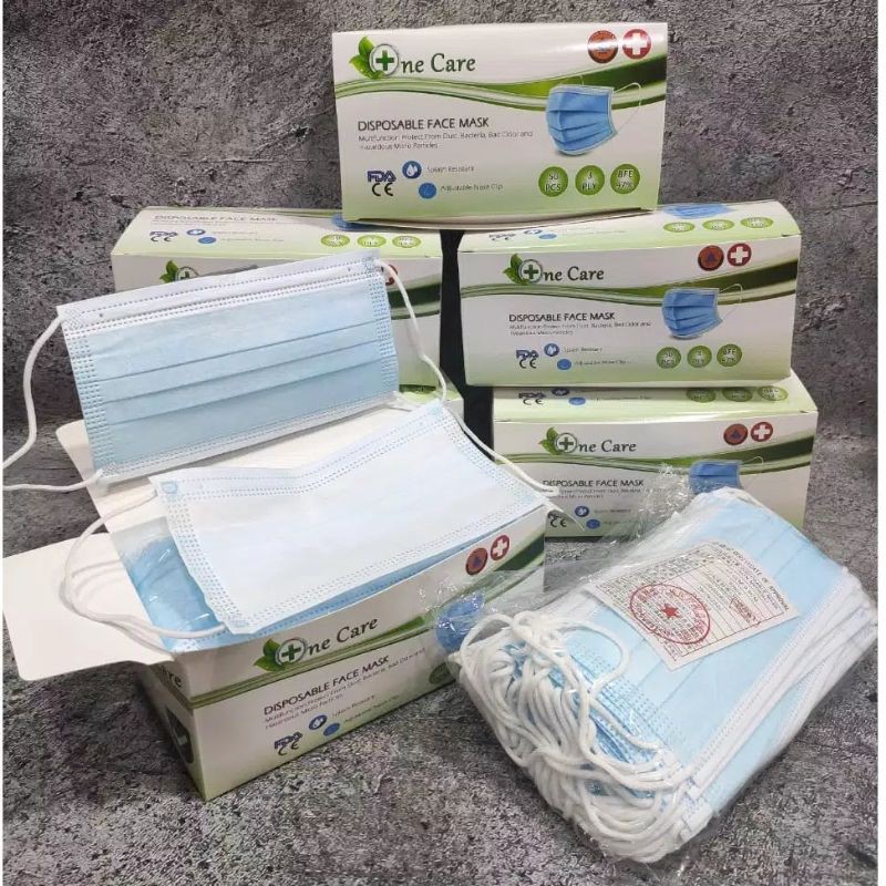 MASKER EARLOOP ONECARE 3 PLY MEDICAL GRADE BNPB isi 50 pcs