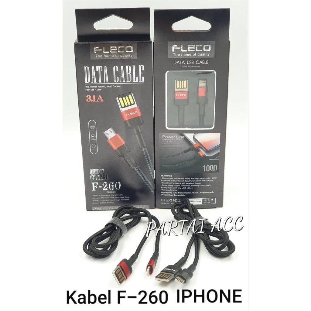 KABEL DATA FLECO F-260 TYPE C 3.1A FASTCHARGING ORIGINAL