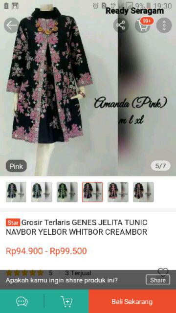Grosir Terlaris Genes Jelita Tunic Navbor Yelbor Whitbor Creambor Tunik Batik Modern Hrb046