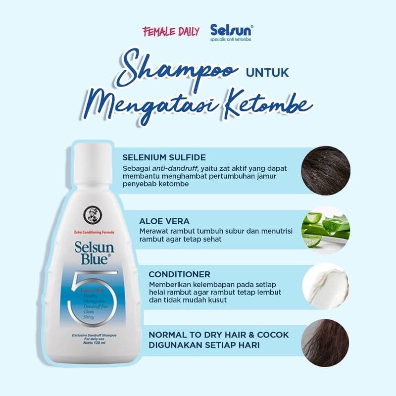 SELSUN Shampoo Anti Ketombe SELSUN Blue 120Ml 60Ml / Shampoo Anti Dandruff / Shampoo Anti Ketombe