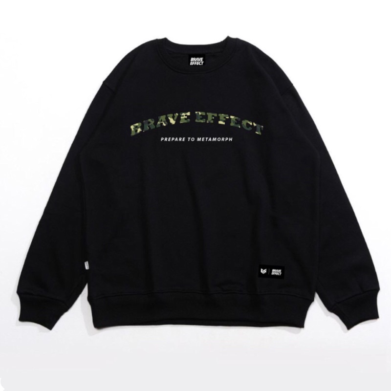 (BISA COD) BRAVE EFFECT Crewneck Bordir Sweater Jaket Hoodie Pria Wanita Premium Hodie Switer Suiter-Brve CN - CAMO ARMY