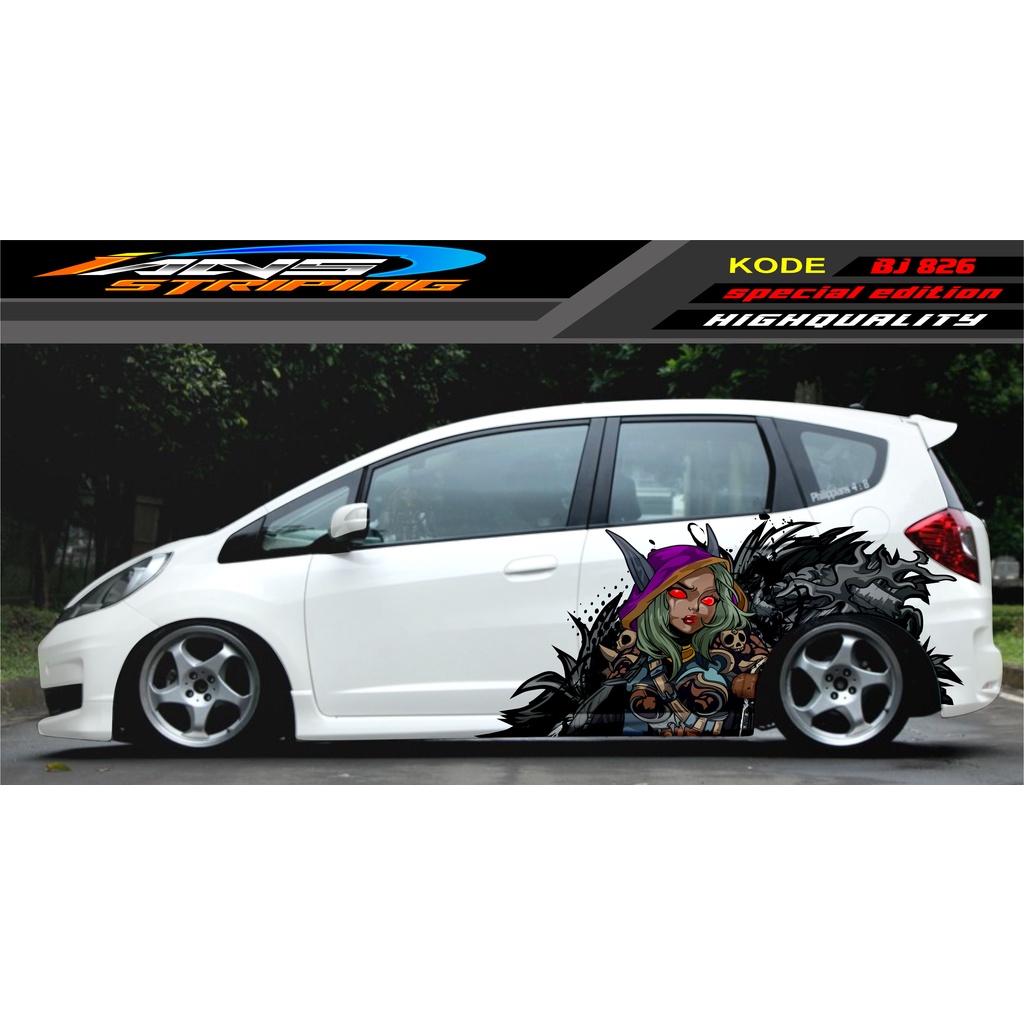 STICKER DECAL MOBIL HONDA JAZZ, SIGRA, YARIS, SWIFT / DECAL MOBIL / DECAL STICKER MOBIL ANIMASI