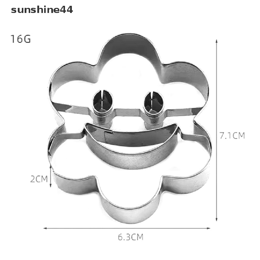 Sunshine 4Pcs / Set Cetakan Pemotong Biskuit / Fondant Bentuk Smiley Face