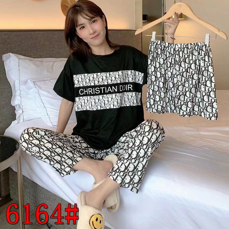 AJW Shop Piyama 3 in 1 | Piyama Lengan Pendek | Baju Tidur Impor | Baju Tidur 3in1-D Black
