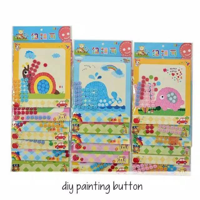 Mainan kancing tempel anak , DIY painting button