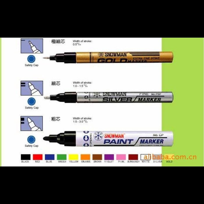 

TULIS-ALAT- SPIDOL SNOWMAN PERMANENT WHITE MARKER PUTIH WP-12 - GOLD -ALAT-TULIS.