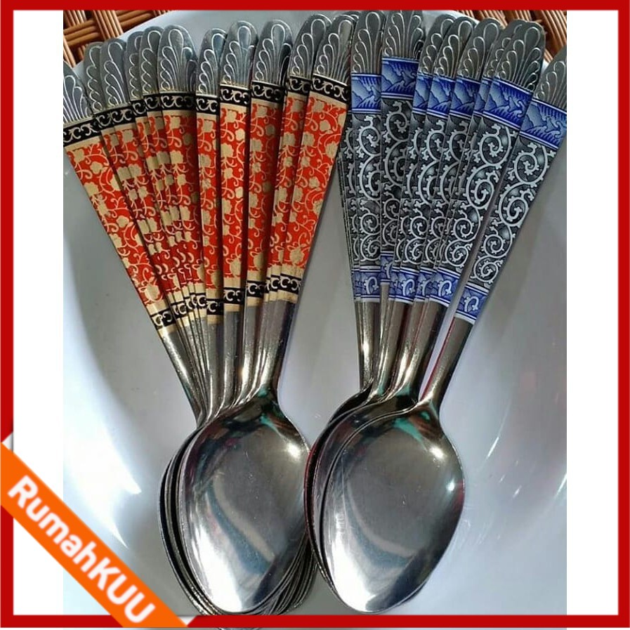 Sendok Makan Stainless Motif Batik 1pcs Stainless Tebal sendok Batik stainless tebal