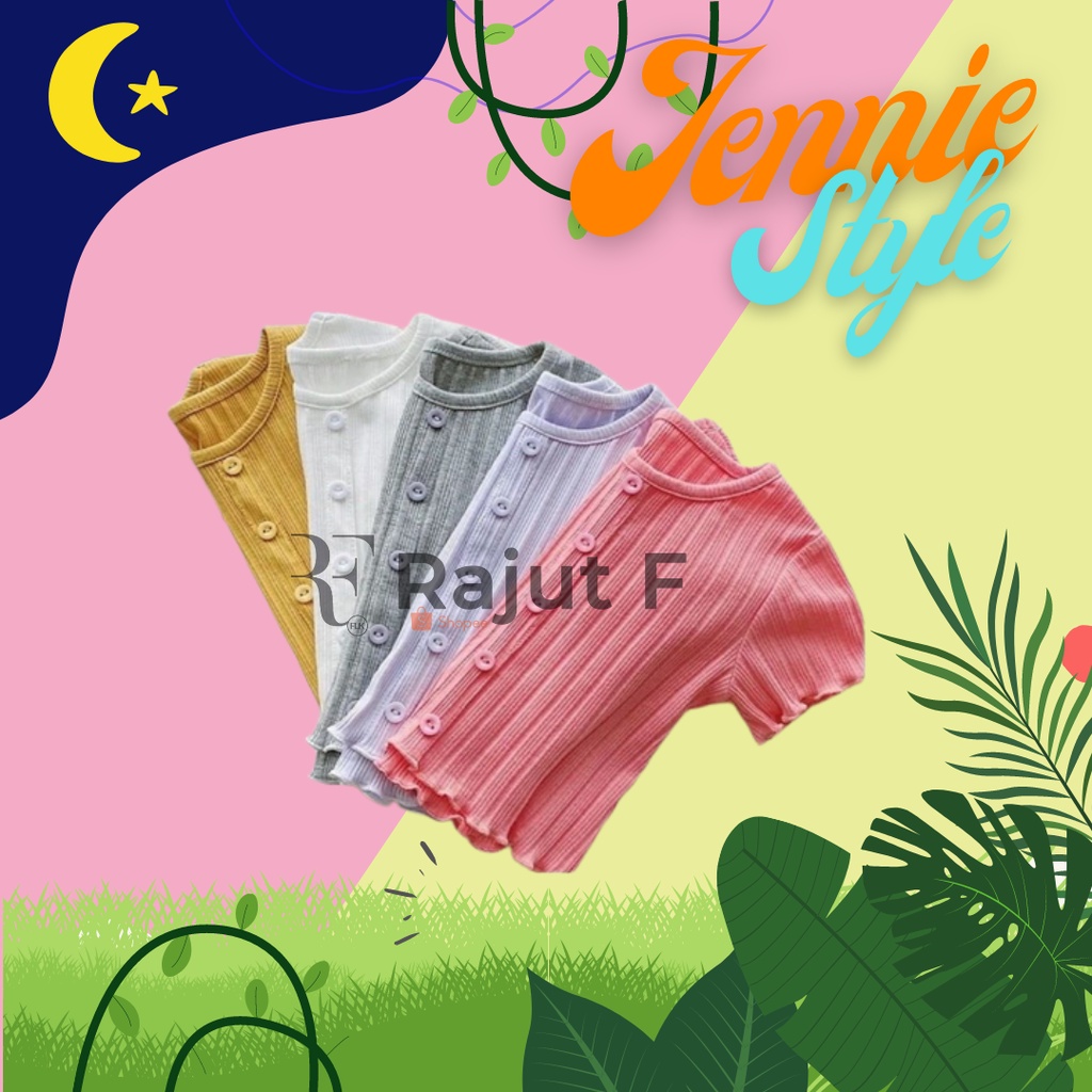 Baju rajut Kancing Anak Perempuan Gaya Korea Lengan Pendek JENNIE STYLE !!!  1-5th ( RAJUT F )