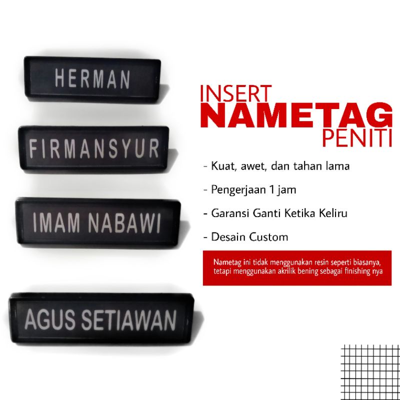 

Nametag/Nama Dada Peniti Insert Paper (No Resin)