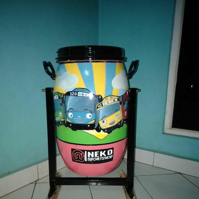 Tong Sampah Plastik + Tiang 30 ltr/tempat sampah cantik karakter/tong drum plastik/tong sampah lukis