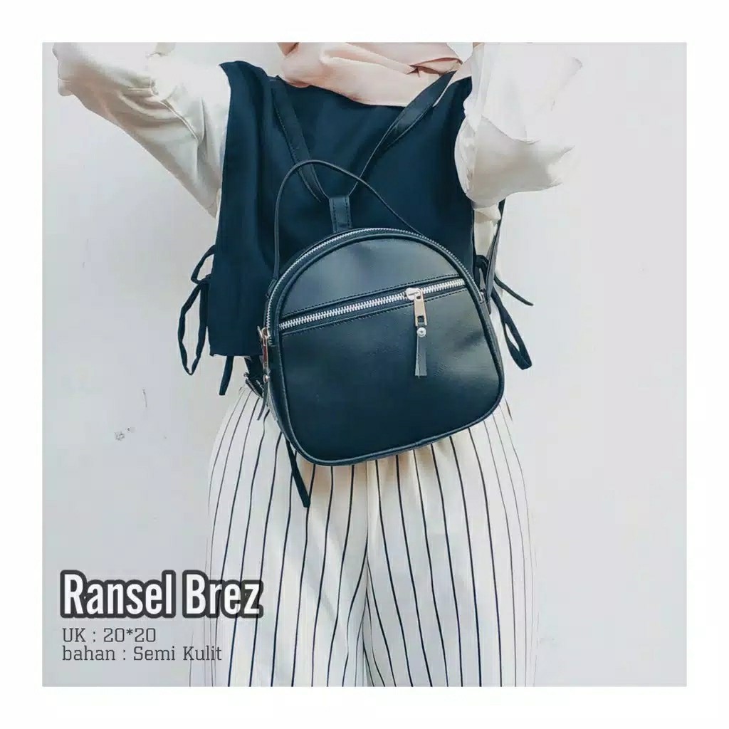 tas ransel + selempang kulit black SKB