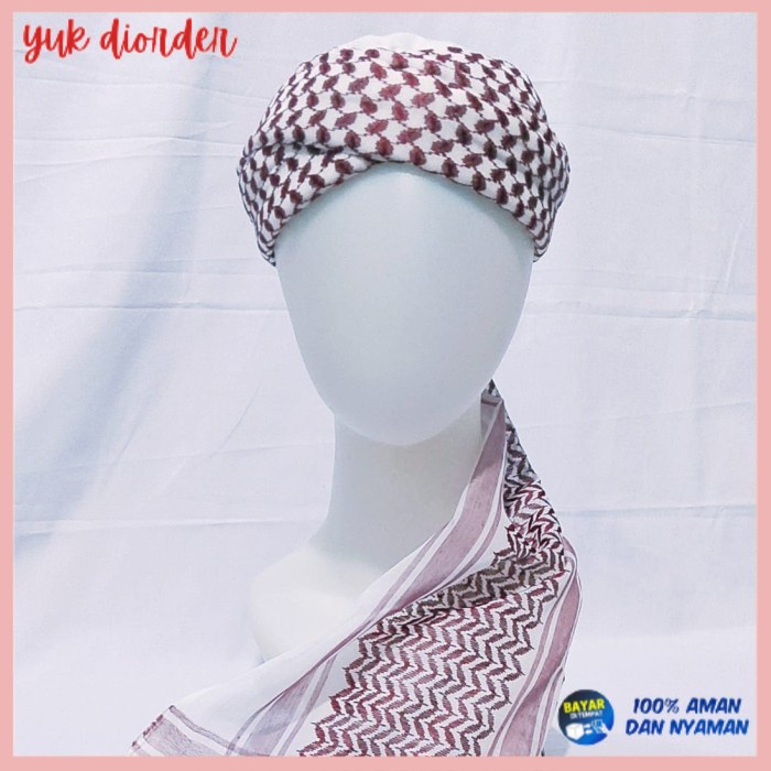 ✨BISA COD✨ peci kopiah sorban koncer kombinasi warna - putih maroon, 12